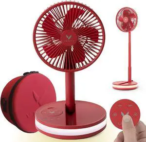 Portable Fan - Wireless Battery Operated Fan, 48HR Run Time 16000MAH Oscillating Rechargeable Fan, Remote Control & LED Lighting, Folding Telescopic Camping Fan (Black with Case)