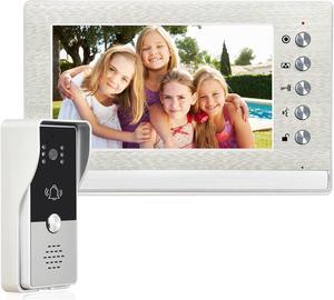 7 Inches Video Doorbell Intercom System, Video Door Phone System, Wired Video Doorphone Kits, Unlock, Dual-way Intercom for Home Villa House Office Apartment (Silver)