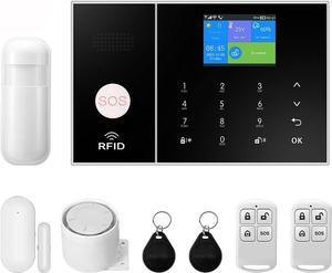 16 PCS WiFi Home Security System, Wireless DIY Smart Home Alarm System with APP Alert, Motion Detector, Door Window Sensor, Remote Control, Alarm Siren, Compatible with Alexa and Google Assistant