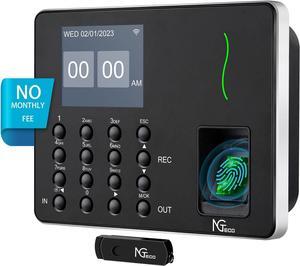 Fingerprint Time Clock, W2 Biometric Employee Time Attendance Machine for Small Business and Office, Finger Scan, Automatic Punch, LAN WiFi, App for iOS/Android (0 Monthly Fee)