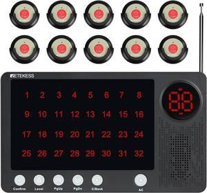 TH107 Wireless Calling System,Nurse Call System,Caregiver Pager, Timeout Alert,32 Call Records,10 Call Buttons for Clinic, Nursing Home, Hospital