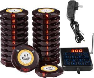 F100 Restaurant Pager System 10 Pagers, Max 98 Beepers Wireless Calling System, Set with Vibration, Flashing and Buzzer for Church, Nurse,Hospital & Hotel