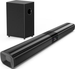 Sound Bar for Smart TV with 5.25 Inch Subwoofer, 100W 24 Inch Soundbar for TV, TV Soundbar with Optical, ARC, AUX and Bluetooth Inputs, Detachable Surround Sound System for TV
