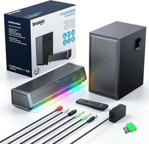 TV Speakers, Home Theater Speaker Wireless Audio Sound bar TV Speaker + Bass Subwoofer, Bluetooth Enabled/Optical/AUX/COAXIAL Inputs/Remote Control