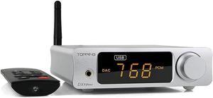 DX3 Pro+ LDAC Hifi Headphone Amplifier XMOS XU208 Bluetooth USB/Optical/Coaxial DSD512 32Bit/768kHz ES9038Q2M Stereo Audio DAC Amp with Remote Control (Silver)