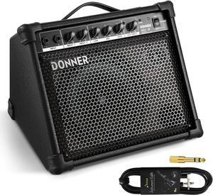 DKA-20 Keyboard Amplifier 20 Watt Keyboard AMP with Aux in and Two channels, Bass Guitar Amp, Piano Amplifier, Electronic Drum Speaker Support for Microphone Input