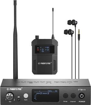 UHF Mono Wireless in-Ear Monitor System, Metal Wireless IEM system, Bodypack Receiver, 50 Adjustable Frequencies, Separate Outputs, 164ft Operation, Suitable for Band and Studio (PTM-11)