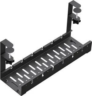Extendable Under Desk Cable Management, Metal Cable Management Tray Under Desk with Clamp, Retractable Power Strip Cord Holder for Wire Management 31Inch (2 Pack Extendable 31')