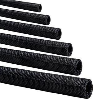 Wire Loom for High-Temperature Automotive Harness and Home Cable Management, 25ft - 1.5 inch Braided Cable Management Sleeve Cord Protector, Self-Wrapping Split Wire Loom