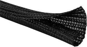 Kable Kontrol 100 Ft - 0.75" Inch Braided Cable Sleeve - Self Closing Split Wire Wrap Cord Hider Organizer Wire Loom Tubing Cover for Automotive, Industrial Cable Management - Black