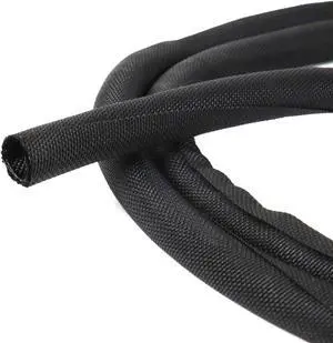 Black Braided Cable Management Sleeves Wire Loom Tubing Cord Protector Self-Wrapping (1-30Feet)