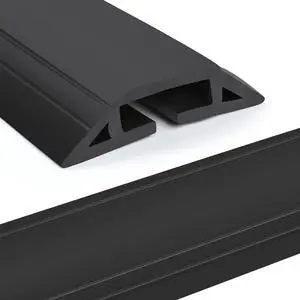 10 ft Floor Cord Cover Heavy Duty Cable Protector, Easy to Unroll, Prevent Trip Hazard for Home Office or Outdoor Settings (Black - 2pcs)