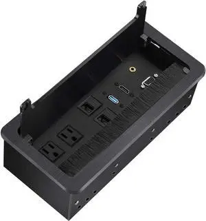 Brush Connectivity Box Outlet with Socket HDMI LAN VGA Power for Desktop Conference