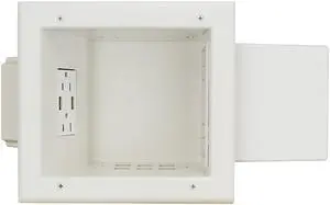 Electronics 45-0251-WH Recessed AV/HDMI Cable with Expandable Media Box and 4.0 Dual USB Ports,White