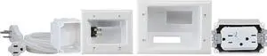 45-0024-WH Recessed Pro-Power Kit with Duplex Receptacle and Straight Blade Inlet, White