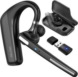 Bluetooth Headset with Noise Cancelling Microphone, Bluetooth Earpiece with Charging Case, Auto Pair USB Dongle for PC/Laptop, Compatible with MS Teams, Zoom, Google Meet, and More - Black