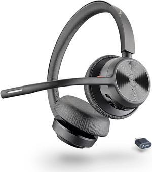 Voyager 4320 UC Wireless Headset & Charge Stand (Plantronics) - Stereo Headphones w/Noise-Canceling Boom Mic - Connect PC/Mac/Mobile via Bluetooth - Works w/Teams, Zoom, & More -  Exclusive