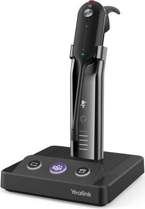 Wireless DECT Headset WH63 Upgrade,Teams Certified,Single Ear Office Headset for Desk Phone and Computer Softphone,Noise Cancelling Mic,Compatible Polycom Grandstream IP Phone
