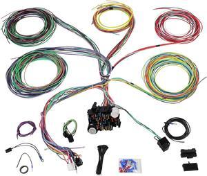 Universal 21 Circuit Wiring Harness Kit Extra Long Wire Standard Color 17 Fuses for GM Chevy Mopar Hotrods Ford Chrysler