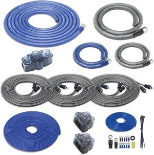 RCK0D True 1/0 Gauge Car Audio Dual Amplifiers CCA Wiring Installation Kits with OFC RCA Cable