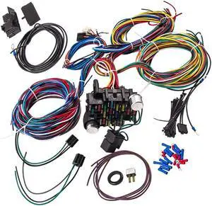 Universal Wiring Harness Kit 21 Circuit Long Wires Standard for Chevy Mopar Hotrods Ratrods Ford Chrysler Universal Automotive Wiring