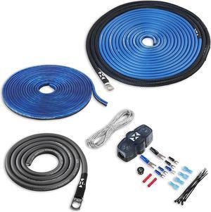 True 1/0 Gauge AWG 100% OFC Complete Amplifier Wiring Kit with 2-Channel RCA Cable - XKIT02