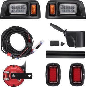 Deluxe DS Golf Cart LED Light Kit Compatible with Club Car DS 1993-Up, 12V Street Legal Light Kit, Upgrade LED Headlights and Taillights with Turn Signals Hazard Light Switch, Horn, Brake