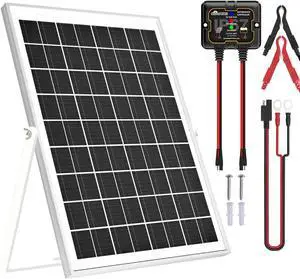Solar Panel Kit 50W 12V, Solar Battery Trickle Charger Maintainer with Upgrade Waterproof Controller for Boat Car RV Motorcycle Marine Automotive (without Mounting Bracket)