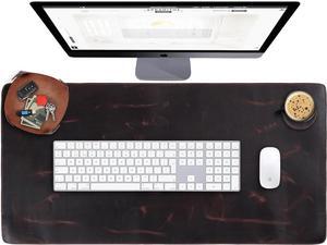Desk Pad (Real) Leather Desk Mat Set (32x16) Large Desk Cover Desk Blotter Desk Protector Computer Mat for Keyboard Gaming Mouse Pad Table Laptop Office Desktop Accessories Antique 2mm ELIZO