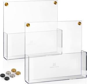 Home Premium Clear Acrylic Wall File Organizer 2-Pack | Mail Holder Wall Mount | Office Document Sorter with 3 Screw Cap Colors