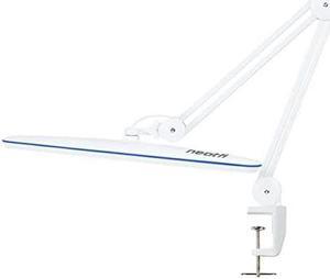 XL 2,200 Lumens LED Task Lamp with Clamp, 24W, 117 Pcs SMD LED, 23 Inches Ultra Wide Lamp, 4 Level Brightness, 3 Light Modes, Dimmable, Eye-Caring LED Lamp, Glare Free (CCT with Clamp, White)