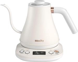 Electric Gooseneck Kettle With Keep Warm Function &LCD Display Automatic Shut Off Coffee Kettle Temperature Control Pour Over Kettle 1200 Watt, 0.8L, 120V, Off White