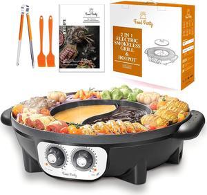 Food Party 2 in 1 Electric Smokeless Grill and Hot Pot