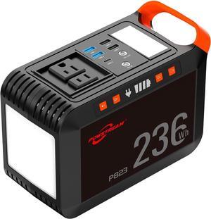 300W-Portable-Power-Station-Solar-Generator - 237Wh 64000mAh Lithium Iron Battery Pack Power Bank with AC Outlet 110V USB QC3.0 DC for CPAP Home Backup RV Emergency Travel RV