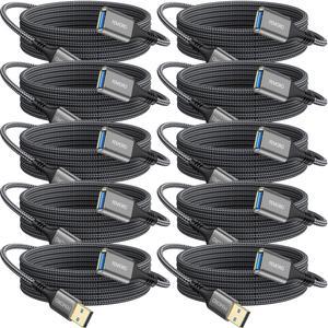 USB Extension Cable 10 ft 10 Pack, USB 3.0 Extender Long, USB Type A Male to Female Extension Cord for Keyboard Mouse Flash Drive Printer Camera and More