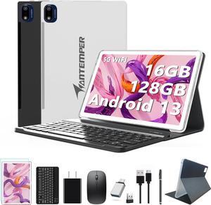 2024 Newest Android 13 Tablets 10 Inch 5G Wifi Tablet Mit 16GB RAM+128GB ROM(1TB TF)2 In 1 Tablet with keyboard Mouse Pen-Octa-Core2.0Ghz | 7000mAh | 1080FHD | 13MP Camera | WLAN GPS OTG Typ-c-Black