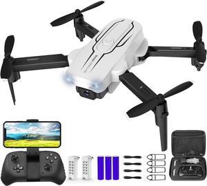 Mini Drone with Camera for Adults Kids - 1080P HD FPV Camera Drones with 90° Adjustable Lens, Gestures Selfie, One Key Start, 360° Flips, Toys Gifts RC Quadcopter for Boys Girls with 2 Batteries