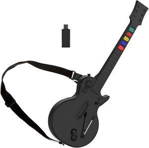 PC Guitar Hero Controller, Wireless PS3 Guitar Hero with Dongle for PC,Playstation 3 Guitar Hero Rock Band Would Tour Clone Hero Games - Black