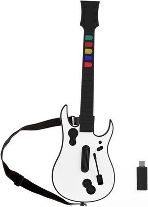 Guitar Hero Guitar, Wireless PC Guitar Hero Controller for PlayStation 3 PS3 with Dongle for Clone Hero, Rock Band Guitar Hero Games White