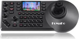 PTZ Controller PoE NDI PTZ Camera Controller 3" LCD Screen Preview, 4D Joystick PTZ Controller for Church Live Service Education, Visca PELCO D/P RS232 RS485, Black (KC608 Pro)