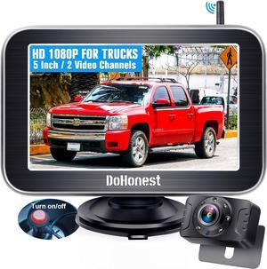 Wireless Backup Camera Trucks: Easy Setup Stable Signal HD 1080P Car RV Bluetooth Rear View Camera 5 Inch Split Screen Monitor for Pickup Camper SUV Color Night Vision Waterproof -V25