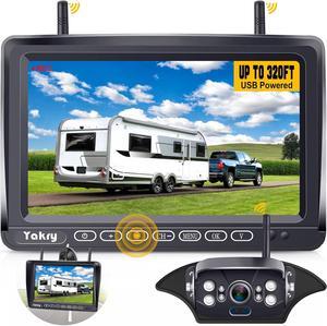 RV Backup Camera Wireless Plug and Play: Pre-Wired for Furrion System Recording Wide View Rear View Camera Clear Night Vision HD 1080P 7'''' Touch Key Monitor for Trailer Camper Motorhome Yakry Y27-N