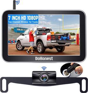 Wireless Truck Backup Camera 7-Inch: Easy to Install HD 1080P Split-Screen Color Auto Night Vision Rear View Camera DIY Guide Lines Wide Angle Waterproof for Car Pickup Van SUV - DoHonest V29