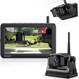 Magnetic Wireless Backup Camera 5 Monitor, 2-Min DIY Installation,1080P, 2 Channels, 9600mAh Rechargeable Camera System for RV, Trailer, Truck, Camping Vehicle ACT501