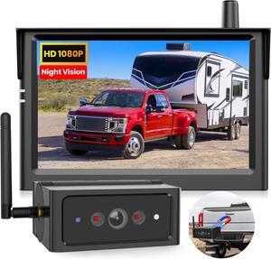 Magnetic Wireless Backup Camera,2Mins DIY Installation &1080P Portable Battery Truck Trailer Hitch Rear View Camera with 5'' Car Monitor System,IR Night Vision Back Up Camera for Camper/RV-S4