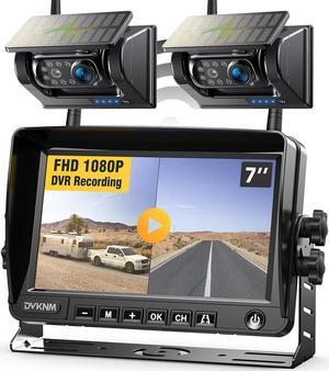 Magnetic Solar Wireless Backup Camera HD1080P 3 Mins DIY Installation DVR 7'' IPS Monitor Rechargeable Reverse Camera System for Hitching Gooseneck Horse Trailer Fifth Wheels/Car RV Camper AP7