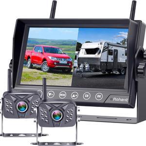 RV Backup Camera Wireless Strong Signal: HD 1080P 7'''' Touch Key Recording Monitor Rear View System for Trailers/Trucks/5th Wheel 4 Channels Easy Setup Plug and Play for Furrion Pre-Wired Mount R9
