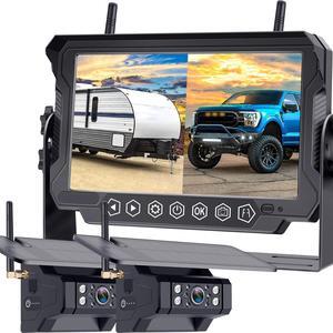 Solar Wireless Backup Camera for RV Trailer: Easy Setup Strong Signal Dual Magnetic Rear View Cameras - 7'''' Touch Key HD 1080P Recording Camper Reverse Camera with Monitor - DoHonest V23