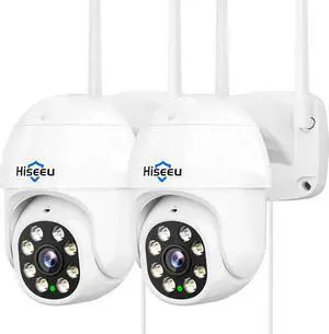 2Pack Wireless Security Camera 5G/2.4G WiFi Camera Dual Lens PTZ Camera Outdoor Motion Tracking Color Night Version,No-Monthly Fees Works with Wireless Camera System/Alexa, Power Cord