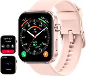 Smart Watch for Men Women iPhone & Android,1.99" AMOLDE Screen 3ATM Waterproof Fitness Watch with Answer/Make Call AI Voice,24H-Heart Rate/SpO2/BP Monitor,120+ Sports Modes (Black)